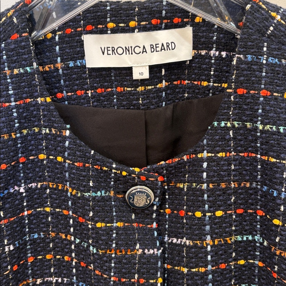 Veronica Beard Black Tweed Multicolor Plaid Jacket - Picture 2 of 3